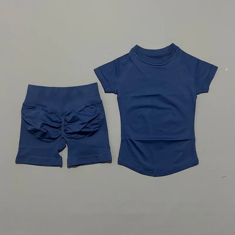 Treenisetti(2 Pieces) Saumaton treenisetti Shortsit & T-paita