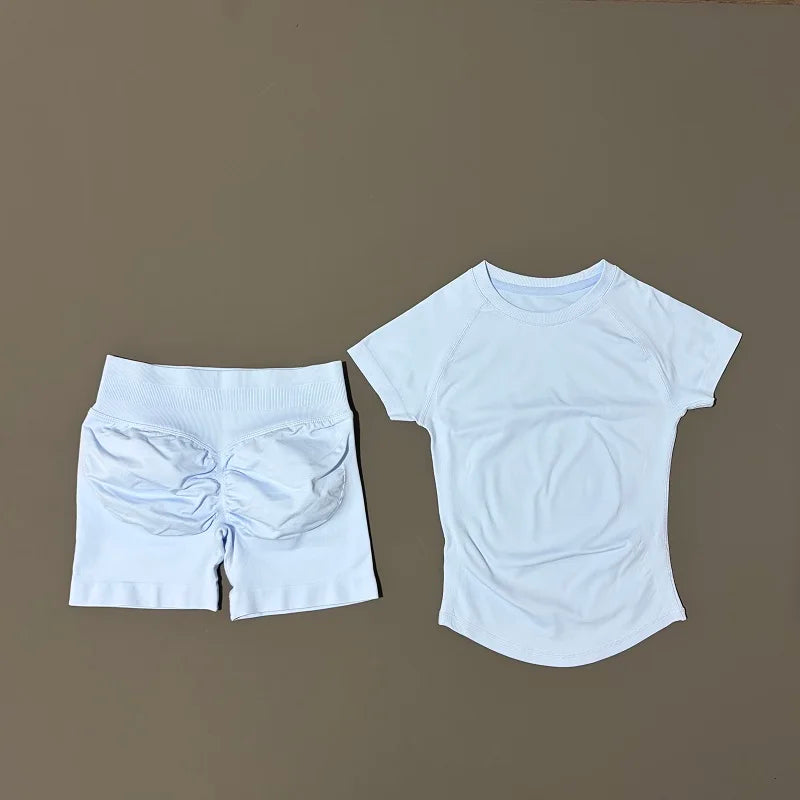 Treenisetti(2 Pieces) Saumaton treenisetti Shortsit & T-paita