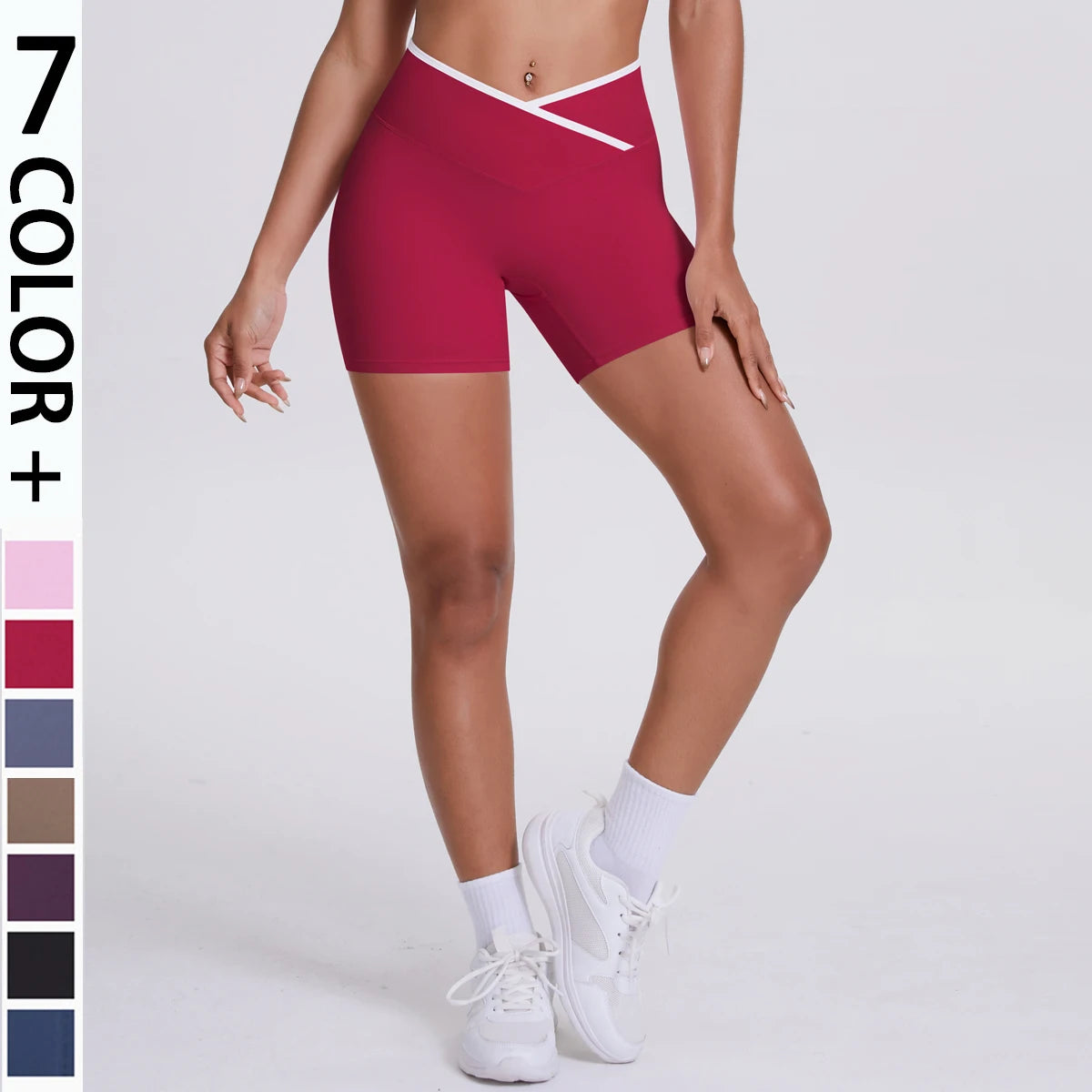 V-vyötäröiset korkeavyötäröiset urheilushortsit