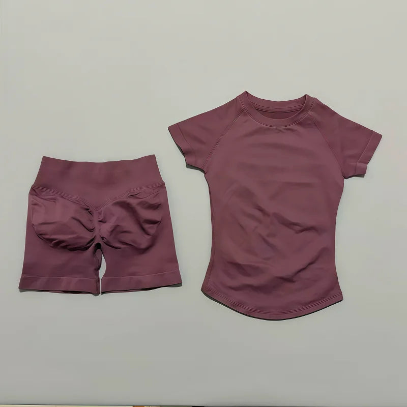 Treenisetti(2 Pieces) Saumaton treenisetti Shortsit & T-paita