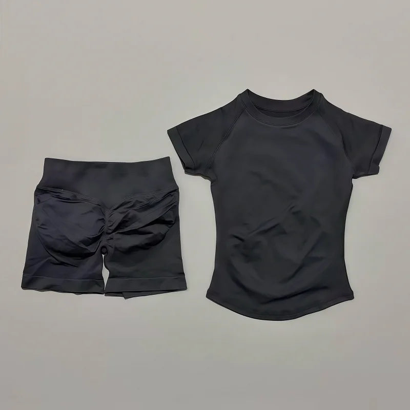 Treenisetti(2 Pieces) Saumaton treenisetti Shortsit & T-paita