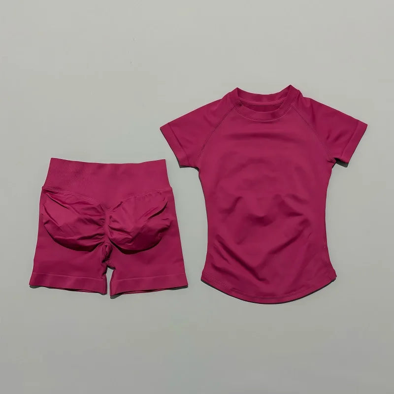 Treenisetti(2 Pieces) Saumaton treenisetti Shortsit & T-paita