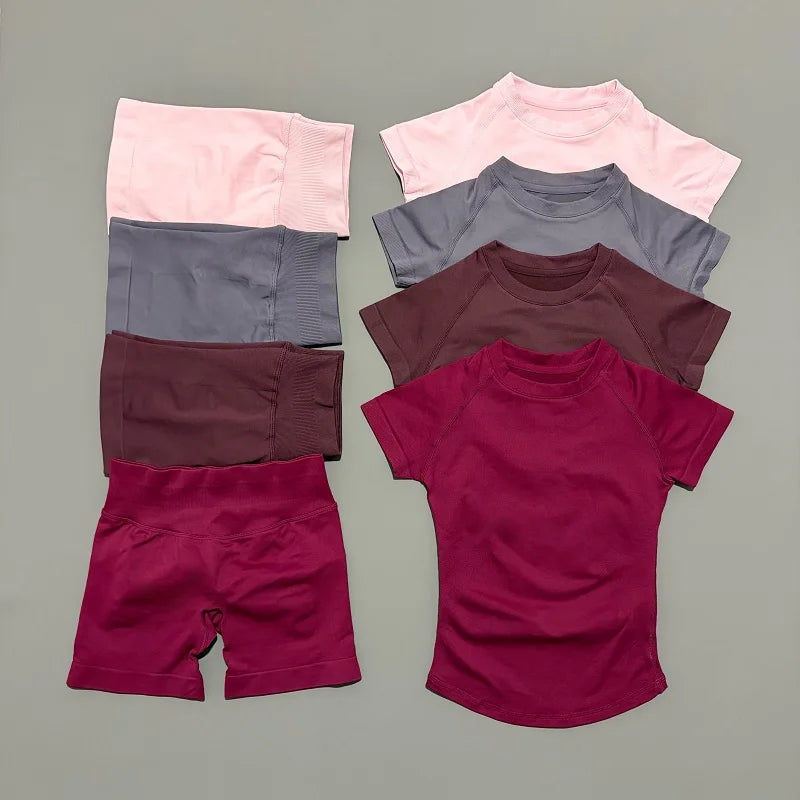 Treenisetti(2 Pieces) Saumaton treenisetti Shortsit & T-paita