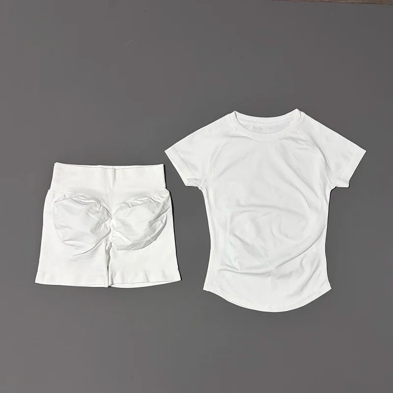 Treenisetti(2 Pieces) Saumaton treenisetti Shortsit & T-paita