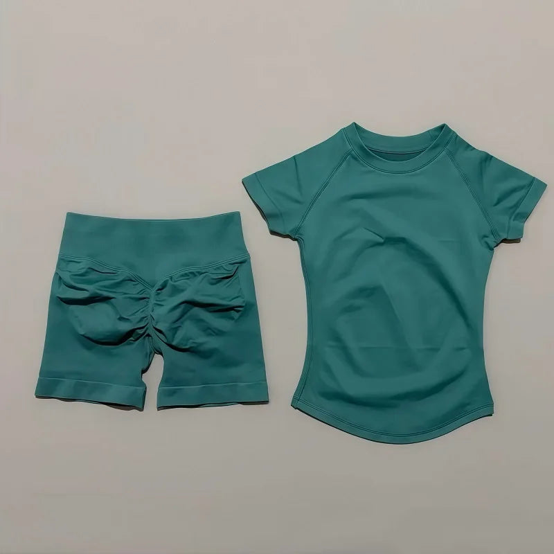 Treenisetti(2 Pieces) Saumaton treenisetti Shortsit & T-paita