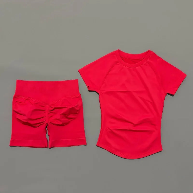 Treenisetti(2 Pieces) Saumaton treenisetti Shortsit & T-paita